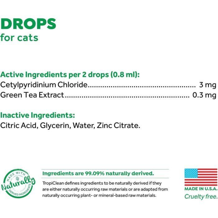 Tropiclean Fresh Breath - Plaque & Tarter Drops for Cats 65ml
