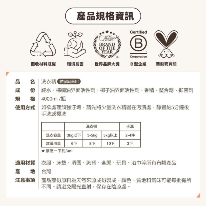 ODOUT 臭味滾 布類清潔液 4L (貓用)