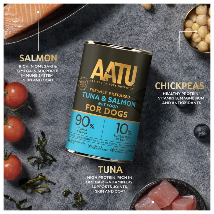 AATU 無穀物狗罐頭 - 吞拿魚及三文魚配方 400g