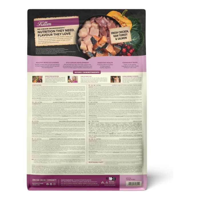 Acana Kitten Dry Food - Chicken + Turkey + Salmon 1.8kg