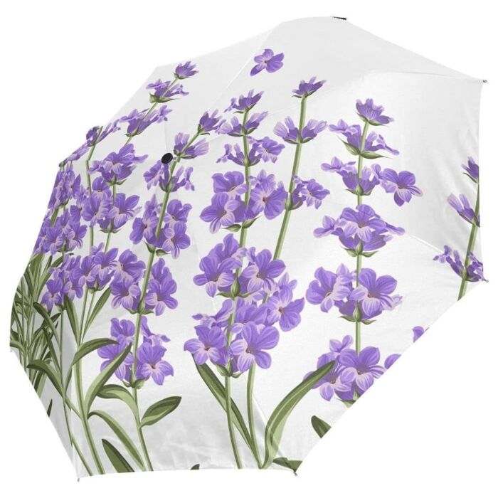 Almo Nature 21-Inch 8-Rib Eco-Friendly Compact Folding Umbrella - Purple Floral