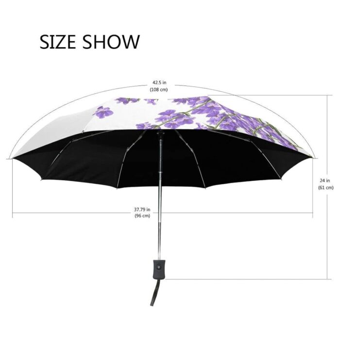 Almo Nature 21-Inch 8-Rib Eco-Friendly Compact Folding Umbrella - Purple Floral