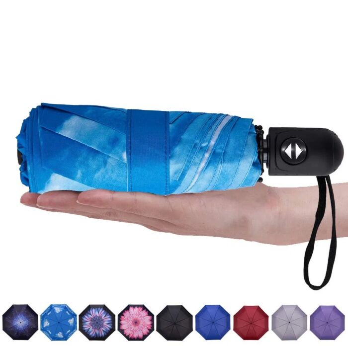Almo Nature 21-Inch 8-Rib Eco-Friendly Compact Folding Umbrella - Purple Floral