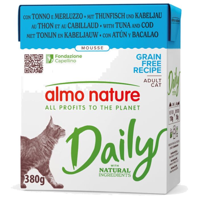 Almo Nature Daily 貓濕糧 Carton - 吞拿魚及鱈魚 380g