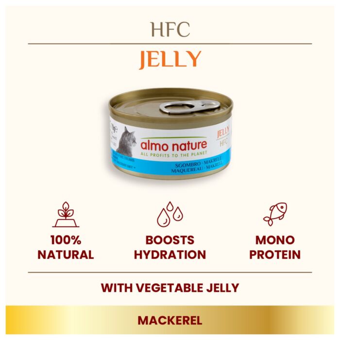 Almo Nature Cat Can - HFC Human Grade - Mackerel in Jelly 70g