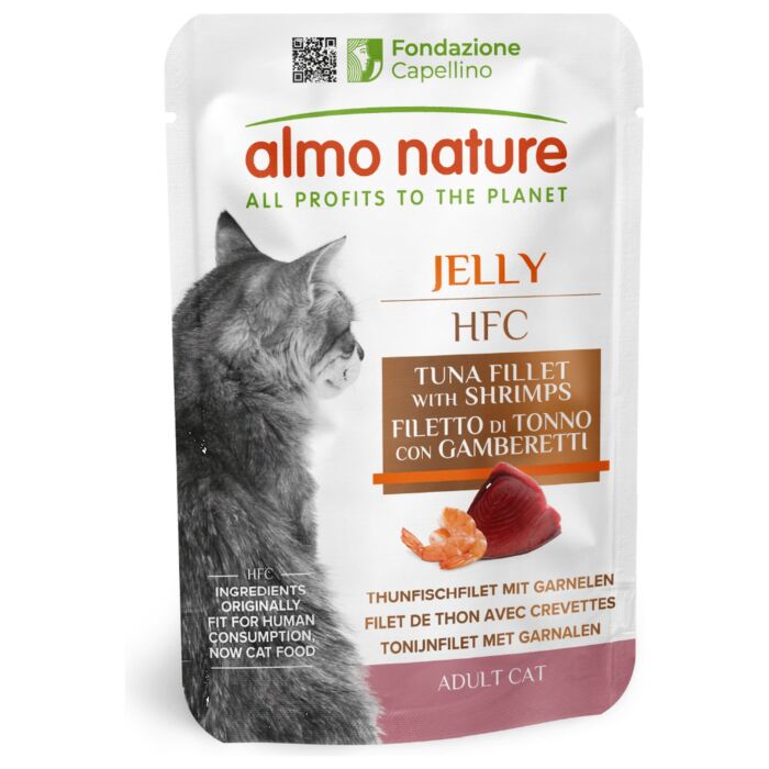 Almo Nature Jelly Cat Pouch - HFC Human Grade - Tuna Fillet & Shrimp 55g