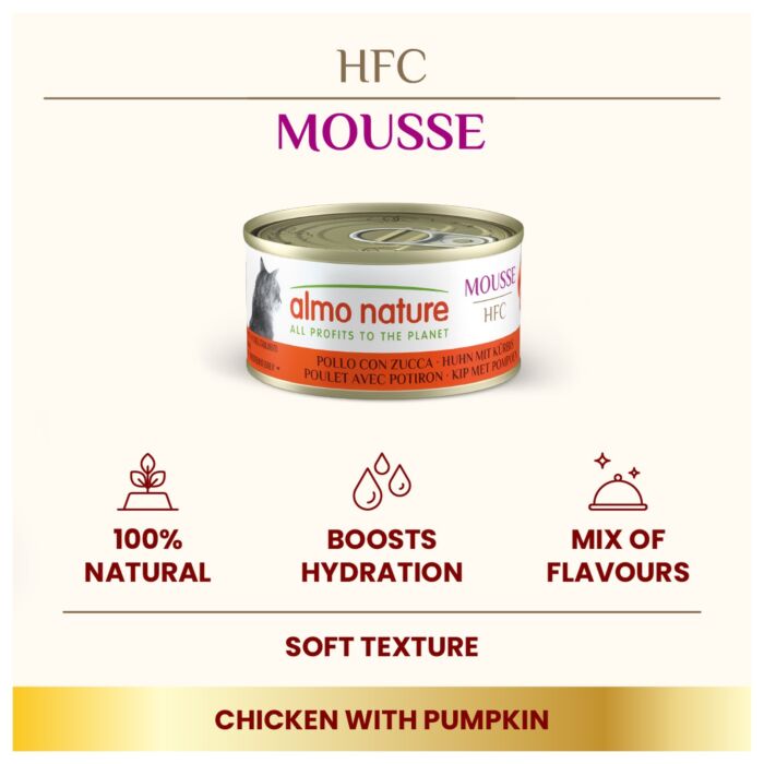 Almo Nature Cat Can - HFC Mousse - Chicken with Pumpkin 70g