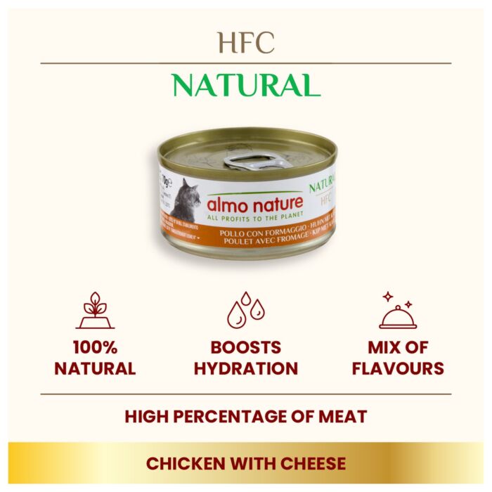Almo Nature Cat Can - HFC Human Grade - Chicken & Cheese 70g