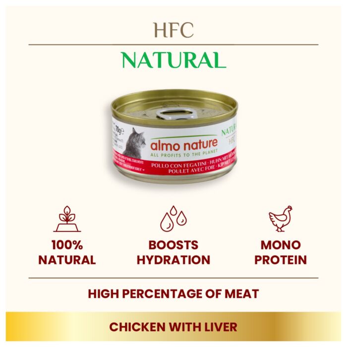 Almo Nature Cat Can - HFC Human Grade - Chicken & Liver 70g