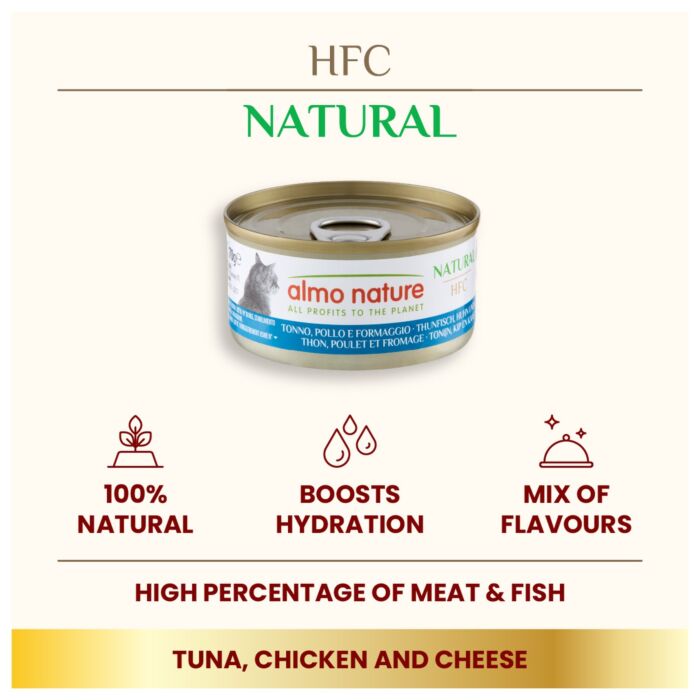 Almo Nature Cat Can - HFC Human Grade - Tuna Chicken & Cheese 70g