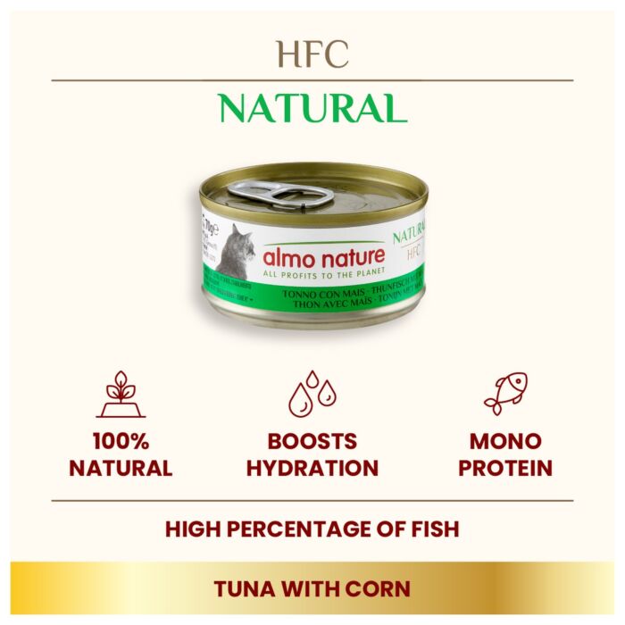 Almo Nature Cat Can - HFC Human Grade - Tuna & Corn 70g