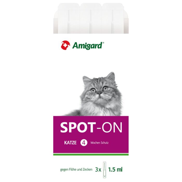 Amigard Spot-On Natural Flea & Tick Repellent for Cats - 12 Weeks - 3x1.5ml