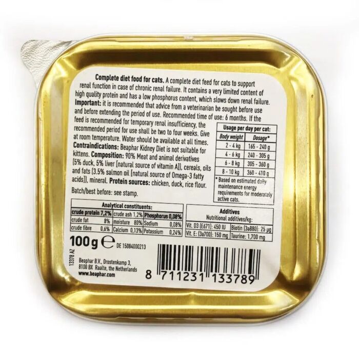 Beaphar Cat Can - Kidney Diet - Duck 100g