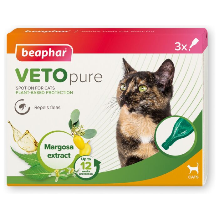 Beaphar VETO Pure Spot On with Margosa extract for Cats | 3 Pipettes