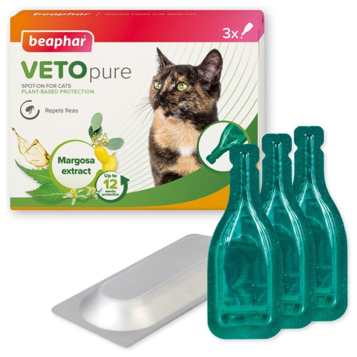 Beaphar VETO Pure Spot On with Margosa extract for Cats | 3 Pipettes