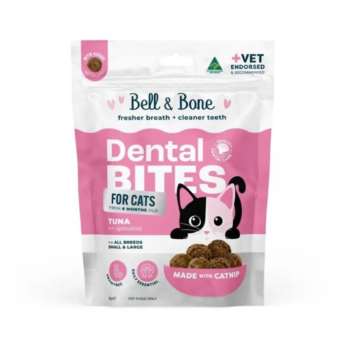 Bell & Bone 貓小食 -  吞拿魚+螺旋藻天然潔齒粒 80g - EXP 11-11-2026
