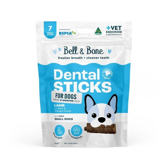 Bell & Bone 狗小食 - 羊肉+薄荷+麥盧卡蜂蜜天然潔齒棒 7條