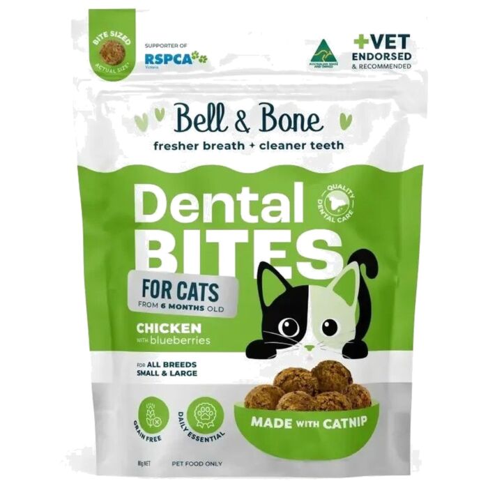 Bell & Bone 貓小食 - 雞肉藍莓天然潔齒粒 80g