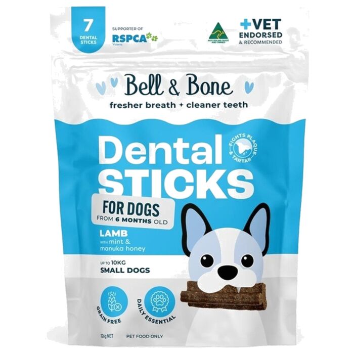 Bell & Bone 狗小食 - 羊肉+薄荷+麥盧卡蜂蜜天然潔齒棒 7條