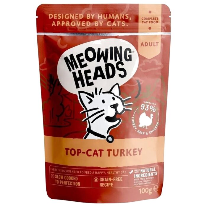 Meowing Heads Cat Pouch - Grain Free - Turkey 100g