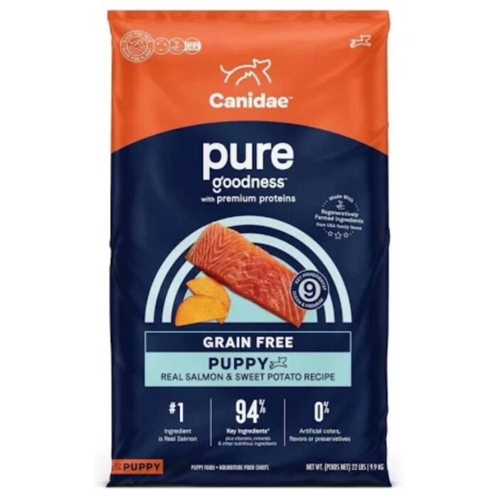 Canidae美國咖比幼犬乾糧 - PURE 無穀物 - 三文魚配方 22lb