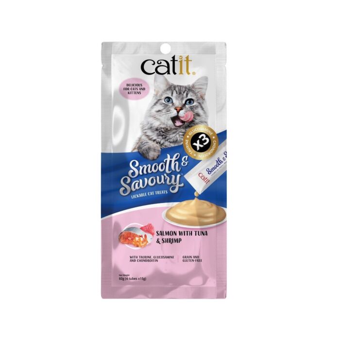 Catit Cat Treat - Smooth & Savory - Salmon with Tuna & Shrimp 15gx4