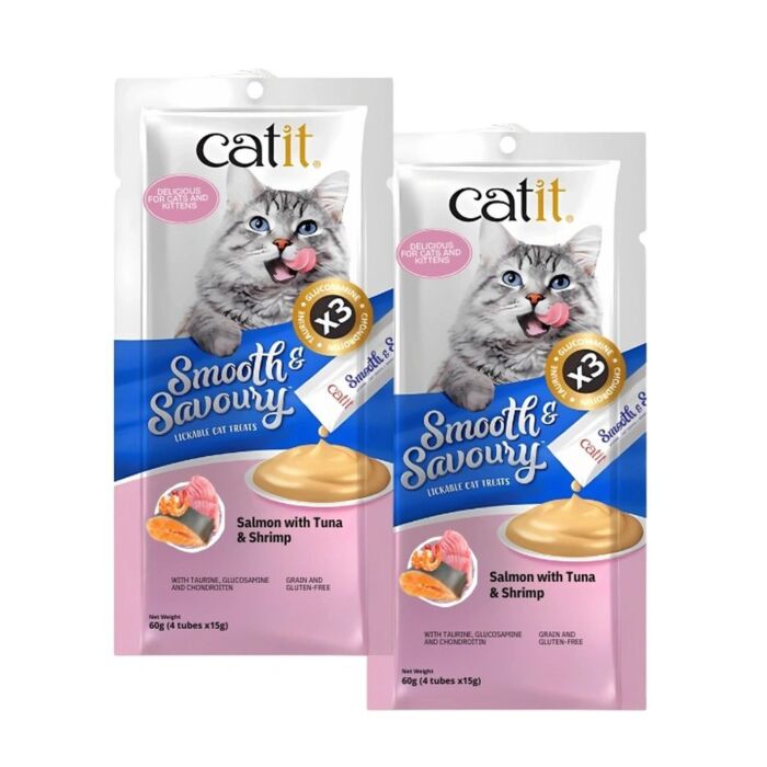 Catit Cat Treat - Smooth & Savory - Salmon with Tuna & Shrimp 15gx4