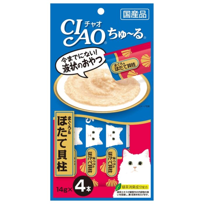 CIAO 日本貓小食(4SC-77) - 吞拿魚+帶子醬 (14g x4)