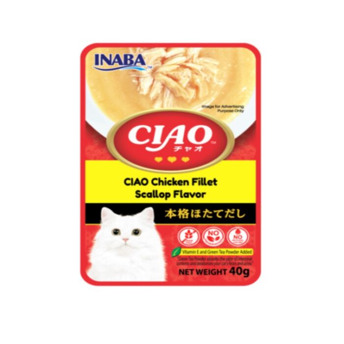 CIAO 日本貓濕糧(IC-216) - 吞拿魚帶子雞肉 (鰹魚湯底) 40g