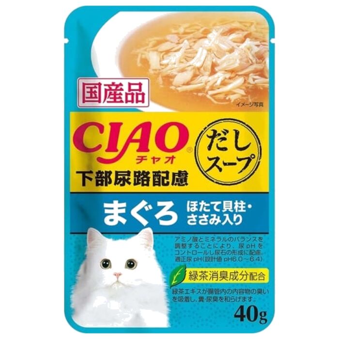 CIAO 日本貓濕糧(IC-219) - 金湯吞拿魚帶子雞肉 (防尿石) 40g