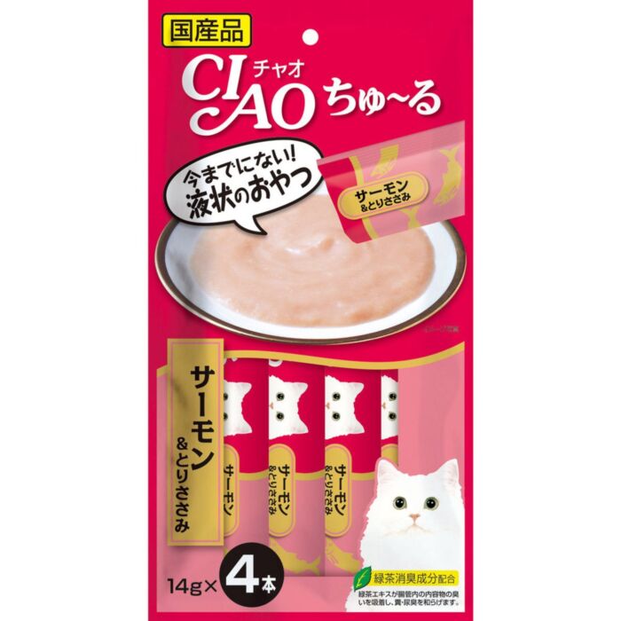 CIAO 日本貓小食(SC-146) - 三文魚+雞肉醬 14g x4