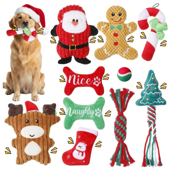 Doggie Goodie Dog Plush Toy With Squeaker - Santa