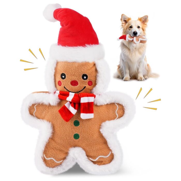 Doggie Goodie 狗狗毛絨發聲玩具 - 薑餅人BB