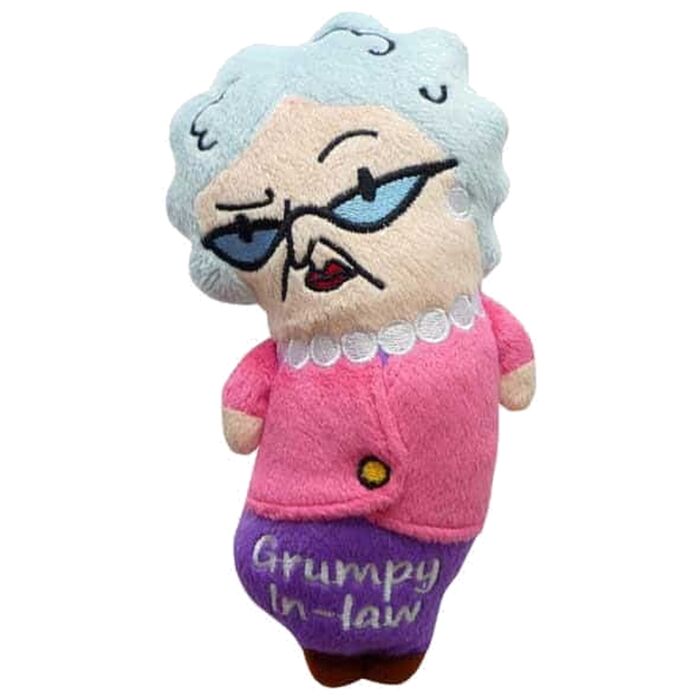 Doggie Goodie Dog Plush Toy With Squeaker - Attack Grumpy In Law