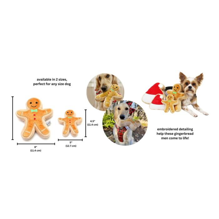 Doggie Goodie Dog Plush Toy With Squeaker - Gingerbread Buddies The Tired Guy Blue