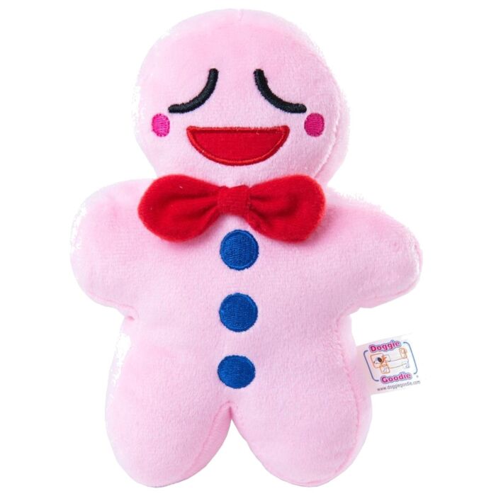 Doggie Goodie Dog Plush Toy With Squeaker - Gingerbread Buddies The Shy Guy Pink