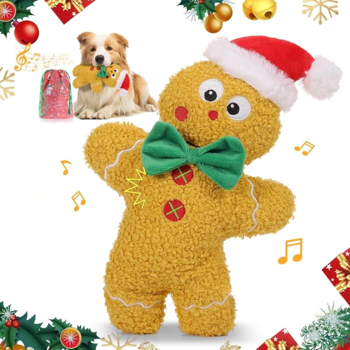 Doggie Goodie Dog Plush Toy With Squeaker - Gingerbread Daddy