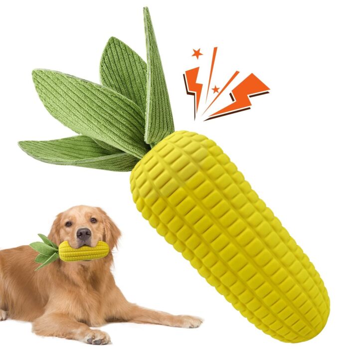Doggie Goodie Dog Plush Toy With Squeaker - Corn Dog