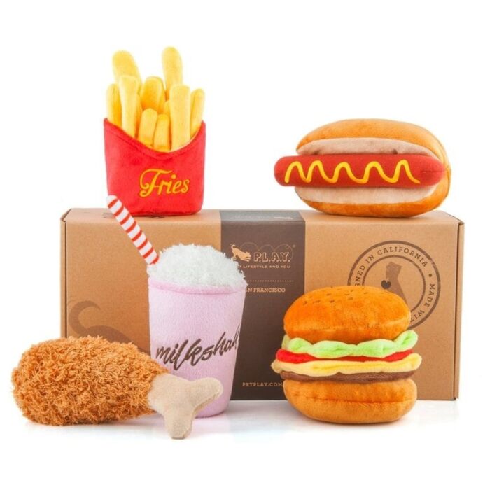 Doggie Goodie Dog Plush Toy With Squeaker - Mcdognald Burger