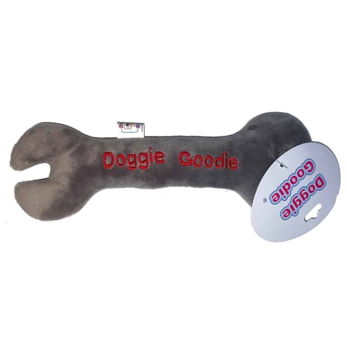Doggie Goodie Dog Plush Toy With Squeaker - Wrench