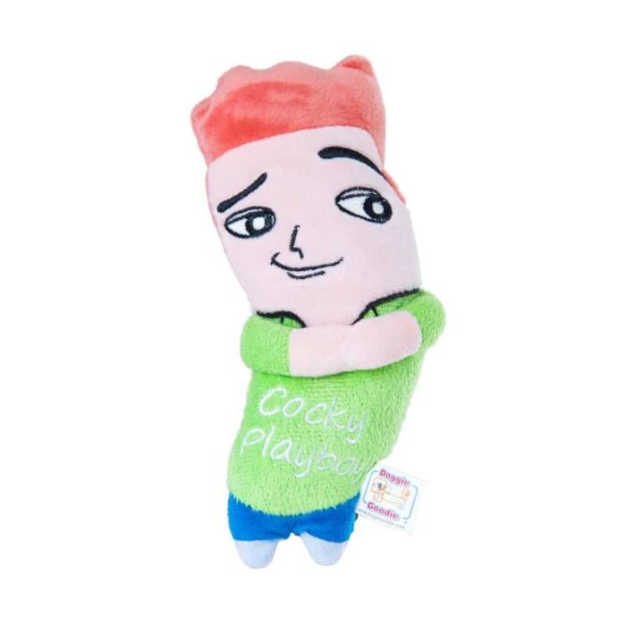 Doggie Goodie Dog Plush Toy With Squeaker - Attack Cocky Playboy