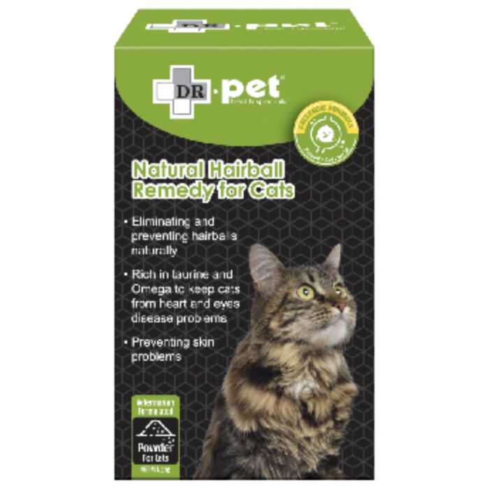DR.pet Natural Hairball Remedy Powder - Promotes Gut Motility & Coat Health for Cats 50g