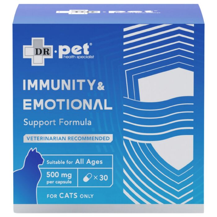 DR.pet Immunity & Emotional Support Formula - Calms Anxiety & Boosts Immune Health for Cats (Capsules) 30pcs