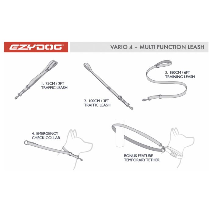 EZYDOG - Vario 4 Multi-Function Dog Leash - LITE