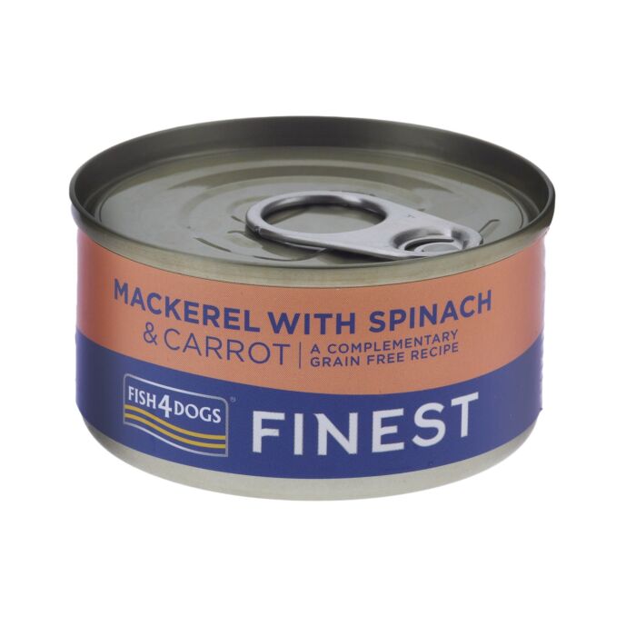 Fish4Dogs Dog Wet Food - Finest Mackerel With Spinach & Carrot 85g