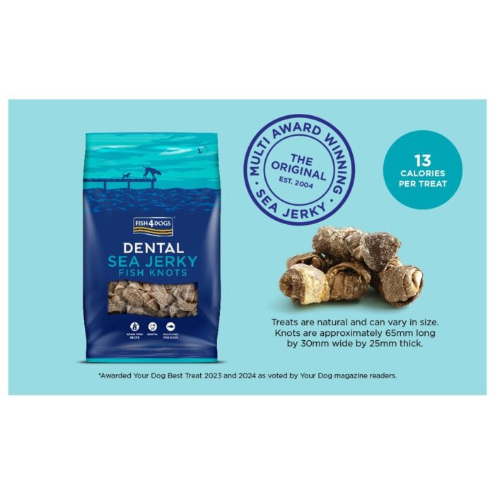 Fish4Dogs Dog Dental Treat - Sea Jerky Fish Knots 100g
