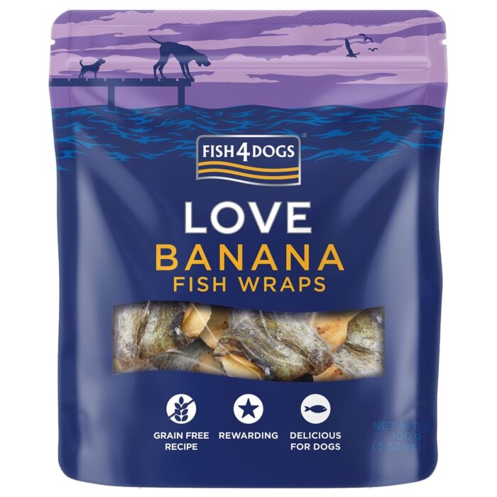 Fish4Dogs Dog Treat - Love Banana Fish Wraps 100g