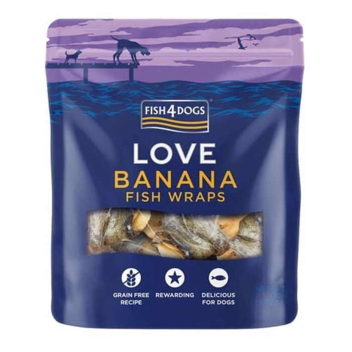 Fish4Dogs Dog Treat - Love Banana Fish Wraps 100g