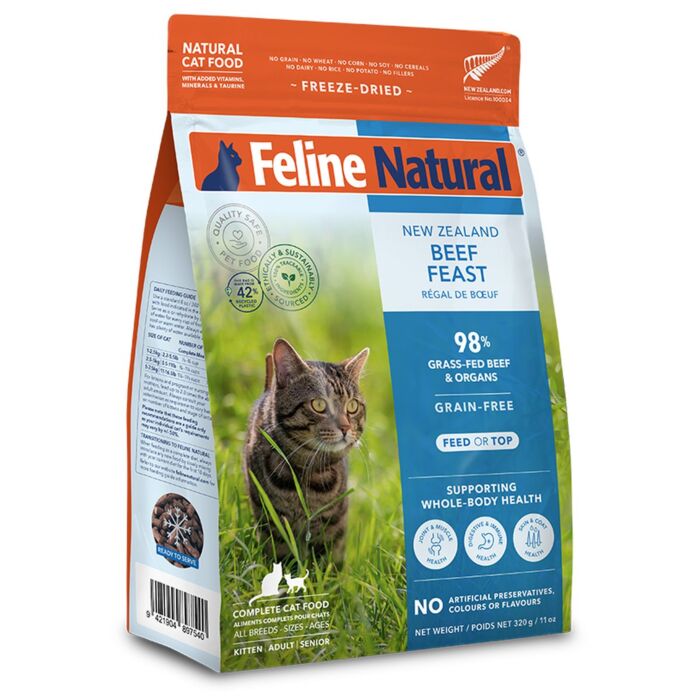 Feline Natural Freeze Dried Cat Food - Beef Feast 320g
