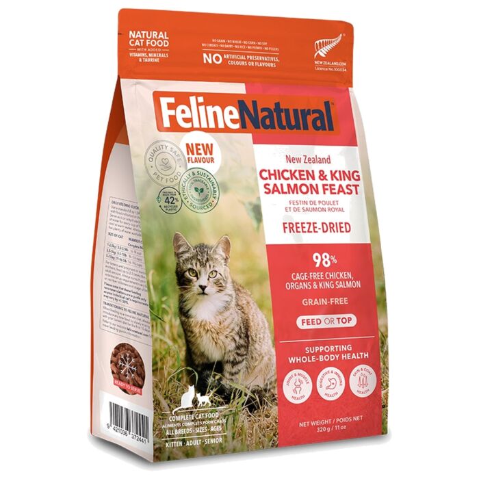 Feline Natural Freeze Dried Cat Food - Chicken & King Salmon Feast 320g